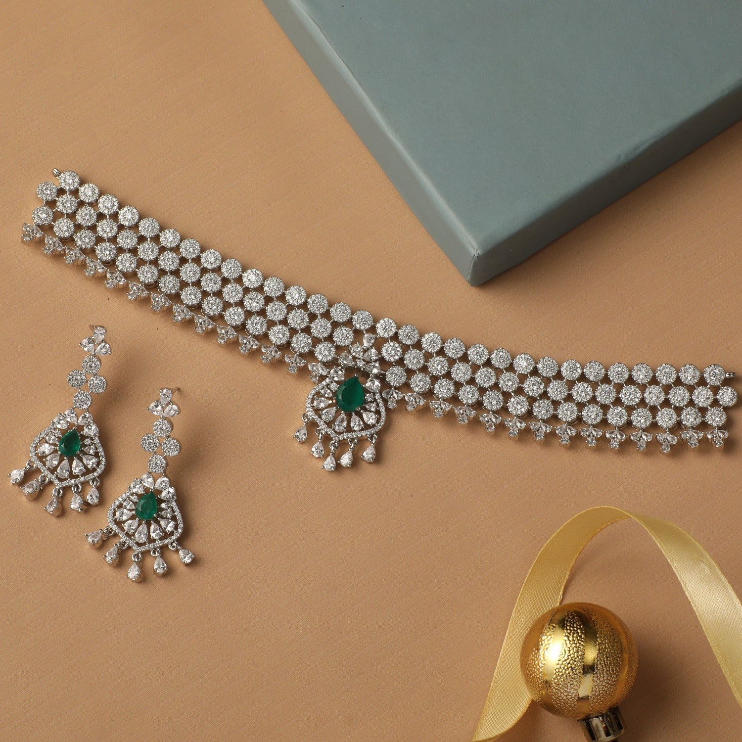 Radiant Floral CZ Choker Set