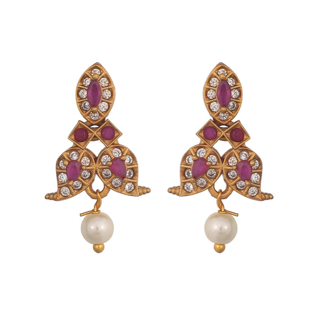 Antique Gold Plated Yutha Necklace Earring Set