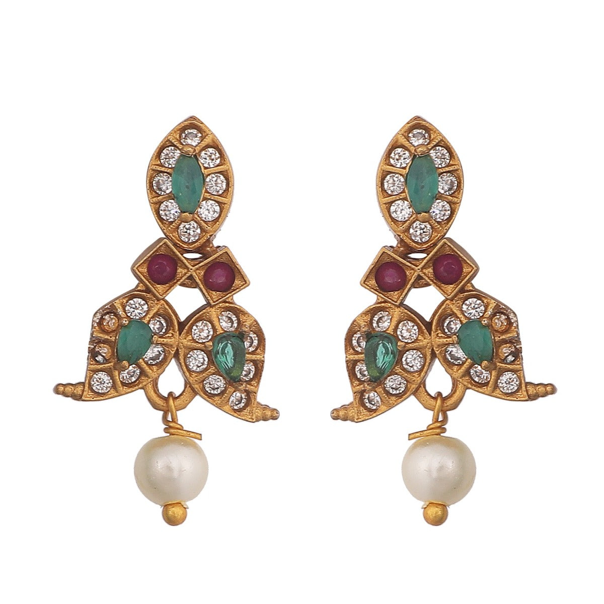 Antique Gold Plated Yutha Necklace Earring Set